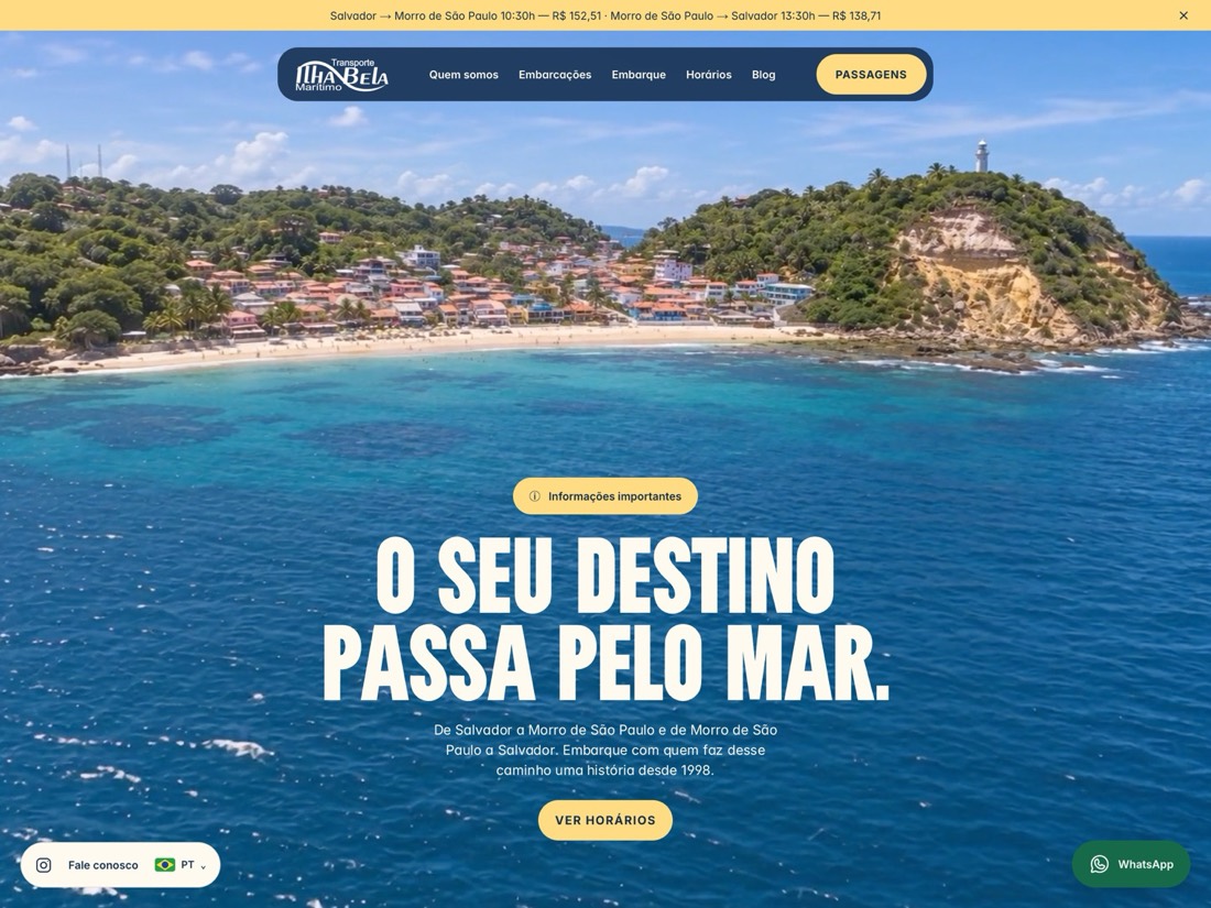 Site novo do Transporte Marítimo Ilhabela